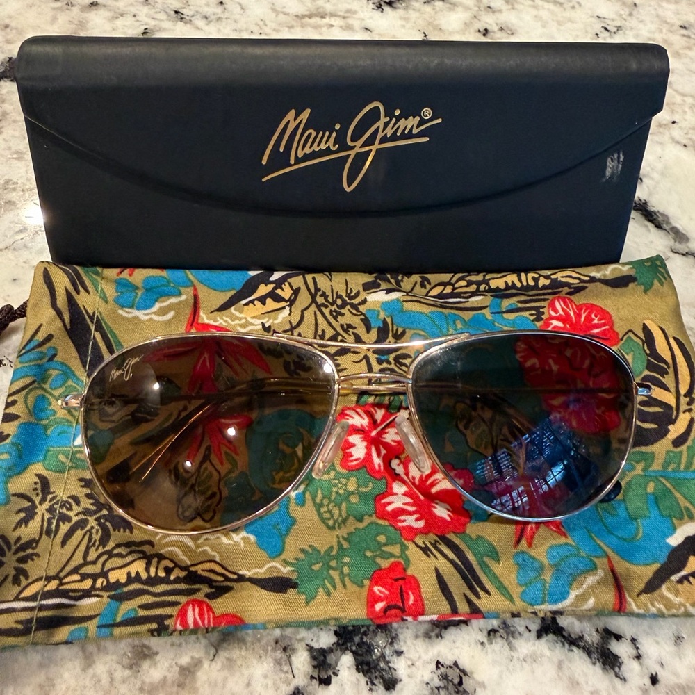 Maui Jim Gold Aviator Sunglasses